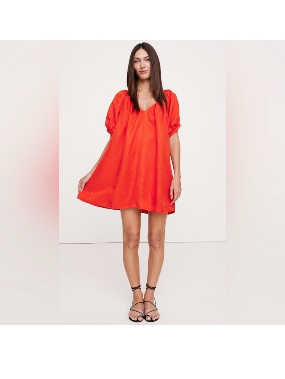 BR VISCOSE-LINEN MINI DRESS